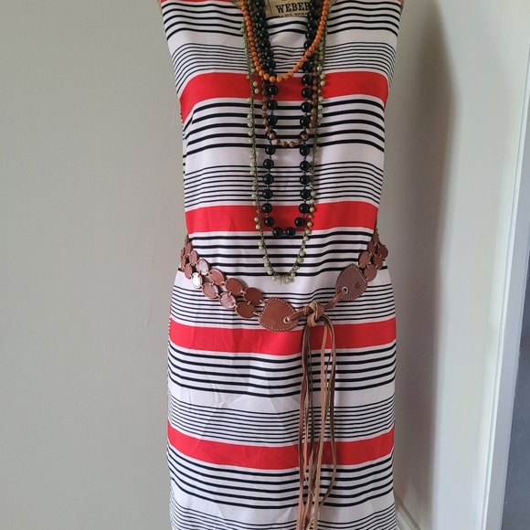 Calvin Klein Brown Leather fringe boho tie belt - Picture 6 of 8